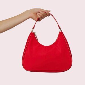 Stoney Clover Lane tomato shoulder bag with red scallop handle